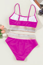 Load image into Gallery viewer, Striped Trim Two Piece Swimsuit