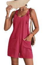 Load image into Gallery viewer, Red Adjustable Straps Pocketed Textured Romper