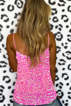 Load image into Gallery viewer, Pink Sequin Adjustable Straps Tank Top