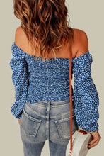 Load image into Gallery viewer, Green Square Neck Puff Sleeve Floral Smocked Top