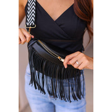 Load image into Gallery viewer, Ready to Ship | The Valentina - Black Removable Fringe Crossbody Sling Bag