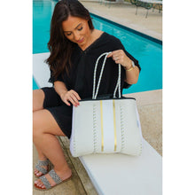 Load image into Gallery viewer, Ready to Ship | The South Beach - Gold Stripe White Neoprene *