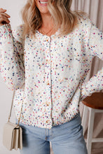 Load image into Gallery viewer, White Rhinestone Decor Multicolor Confetti Sweater Cardigan