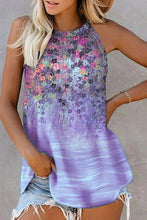Load image into Gallery viewer, Green Floral Print Halter Neck Tank Top