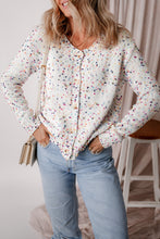 Load image into Gallery viewer, White Rhinestone Decor Multicolor Confetti Sweater Cardigan