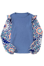 Load image into Gallery viewer, Waffle Floral Sleeve Top
