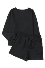 Load image into Gallery viewer, Textured Long Sleeve Top + Shorts Set