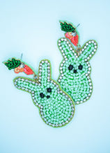 Load image into Gallery viewer, Easter Bunny Seed Bead Earrings in Mint Green