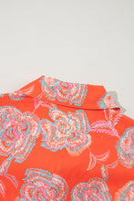Load image into Gallery viewer, Red Floral Print Lapel Collar Loose Shirt Mini Dress