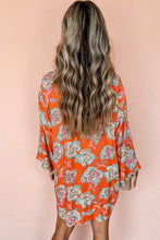 Load image into Gallery viewer, Red Floral Print Lapel Collar Loose Shirt Mini Dress