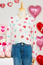 Load image into Gallery viewer, White Sheer Mesh Valentines Slogan Heart Printed Long Sleeve Top