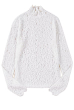 Load image into Gallery viewer, Floral White Lace See Through Long Sleeve Top