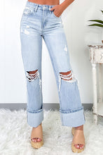 Load image into Gallery viewer, Light Wash Distressed Flare Jeans