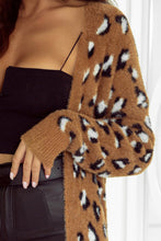 Load image into Gallery viewer, Brown Leopard Print Fur Cardigan