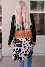 Load image into Gallery viewer, Black Western Pattern Cow Patchwork Open Front Cardigan