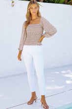 Load image into Gallery viewer, Green Square Neck Puff Sleeve Floral Smocked Top