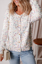 Load image into Gallery viewer, White Rhinestone Decor Multicolor Confetti Sweater Cardigan