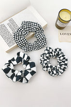 Load image into Gallery viewer, Black and white checkered scrunchies