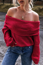 Load image into Gallery viewer, Racing Red Off-the-shoulder Knit Sweater