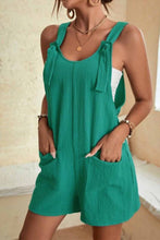 Load image into Gallery viewer, Red Adjustable Straps Pocketed Textured Romper