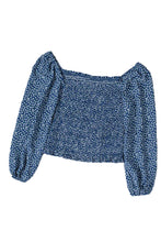 Load image into Gallery viewer, Green Square Neck Puff Sleeve Floral Smocked Top