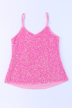 Load image into Gallery viewer, Pink Sequin Adjustable Straps Tank Top