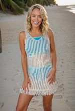 Load image into Gallery viewer, White Crochet Fringe Cover Up