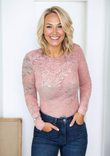 Load image into Gallery viewer, Blush Floral Lace Sheer Top