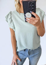 Load image into Gallery viewer, Sage Ruffle Sleeve Crinkled Blouse