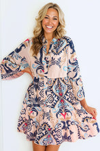Load image into Gallery viewer, Boho Button Tiered Mini Dress