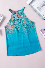 Load image into Gallery viewer, Green Floral Print Halter Neck Tank Top