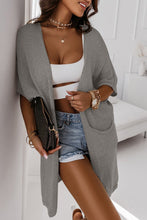 Load image into Gallery viewer, Gray Dolman Half Sleeve Pocketed Long Cardigan