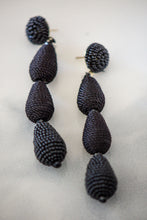Load image into Gallery viewer, Triple Teardrop Sead Bead Earrings in Black