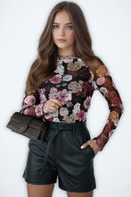 Load image into Gallery viewer, Pink Mesh Floral Long Sleeve Top