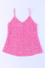 Load image into Gallery viewer, Pink Sequin Adjustable Straps Tank Top