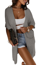 Load image into Gallery viewer, Gray Dolman Half Sleeve Pocketed Long Cardigan