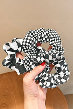Load image into Gallery viewer, Black Checkered Hair Scrunchie