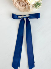 Load image into Gallery viewer, Classic Satin Bow With Clip "Navy"