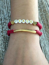Load image into Gallery viewer, Heishi Bracelet Set "Peace" Wine