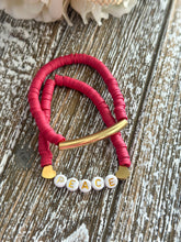 Load image into Gallery viewer, Heishi Bracelet Set "Peace" Wine