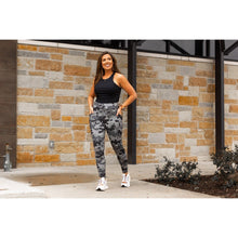 Load image into Gallery viewer, Julia Rose Ace camo full-length leggings, Women wearing Ace camo leggings high waisted