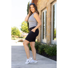 Load image into Gallery viewer, Julia Rose The Bree black 7-inch biker shorts, Women wearing black biker shorts high waisted