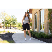 Load image into Gallery viewer, Julia Rose The Bree black 7-inch biker shorts, Women wearing black biker shorts high waisted