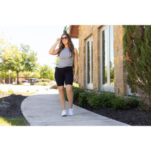 Load image into Gallery viewer, Julia Rose The Bree black 7-inch biker shorts, Women wearing black biker shorts high waisted