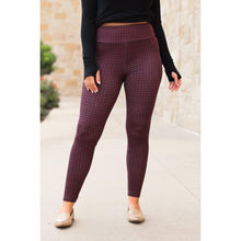 Load image into Gallery viewer, High-waisted plaid leggings by Julia Rose, Julia Rose women’s plaid leggings lifestyle image