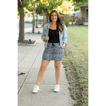 Load image into Gallery viewer, Julia Rose Sydney Snakeskin Jogger Skirt women’s boutique midi skirt front view, Woman wearing Julia Rose Sydney jogger style snakeskin skirt