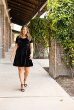 Load image into Gallery viewer, Ready to Ship | Black Velvet Baby Doll Dress