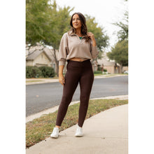 Load image into Gallery viewer, Ready to Ship | The Becca - BROWN Crossover Full Length Leggings with Pockets - Luxe Leggings by Julia Rose®