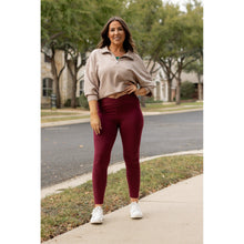 Load image into Gallery viewer, PreOrder | The Molly - MAROON Crossover Full Length Leggings with Pockets Round 2- Luxe Leggings by Julia Rose®