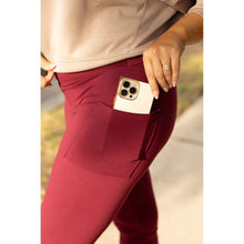 Load image into Gallery viewer, Ready to Ship | The Molly - MAROON Crossover Full Length Leggings with Pockets - Luxe Leggings by Julia Rose®